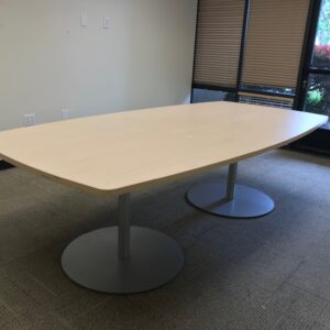 Rectangular Maple laminate conference table with silver flat base