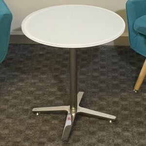 HON, Between Round Table, Frosted Glass Top, Chrome Base