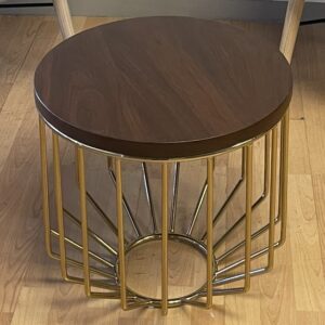 Phase, Coffee Table, Gold Metal with Wood Top