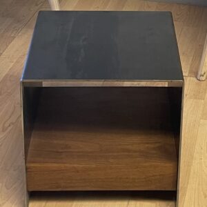 Industrial Side Table with Wood Shelf, 14"D x13"H