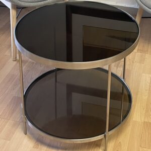 IKEA, Strind Side Table, Black Glass, Chrome Frame