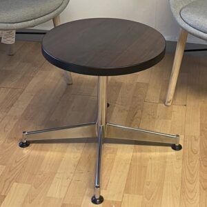 Post Modern Round Table, Wooden Top, Chrome Frame