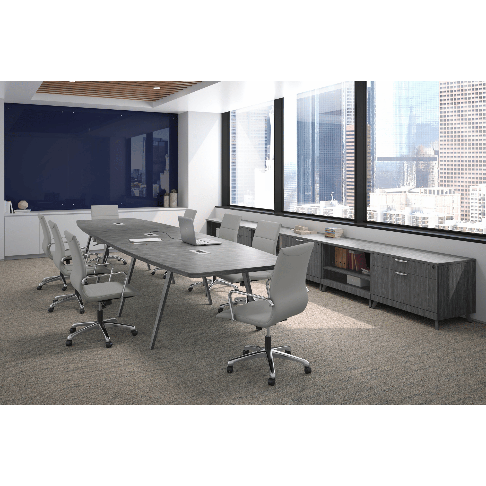 PACIFIC BOATSHAPE CONFERENCE TABLE - VA WOOD BASE